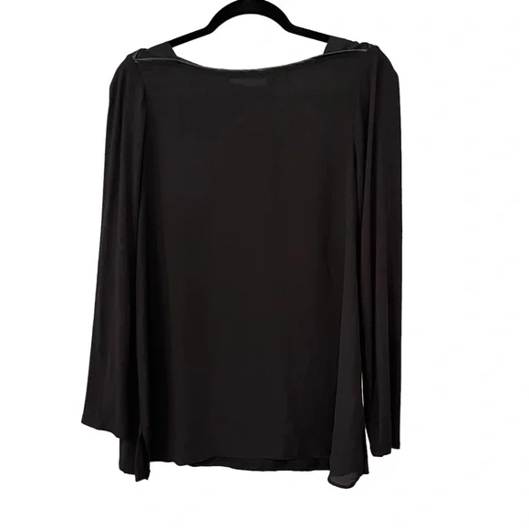 Lola & Sophie Faux Leather Piping Boat Neck Top - Picture 7 of 12